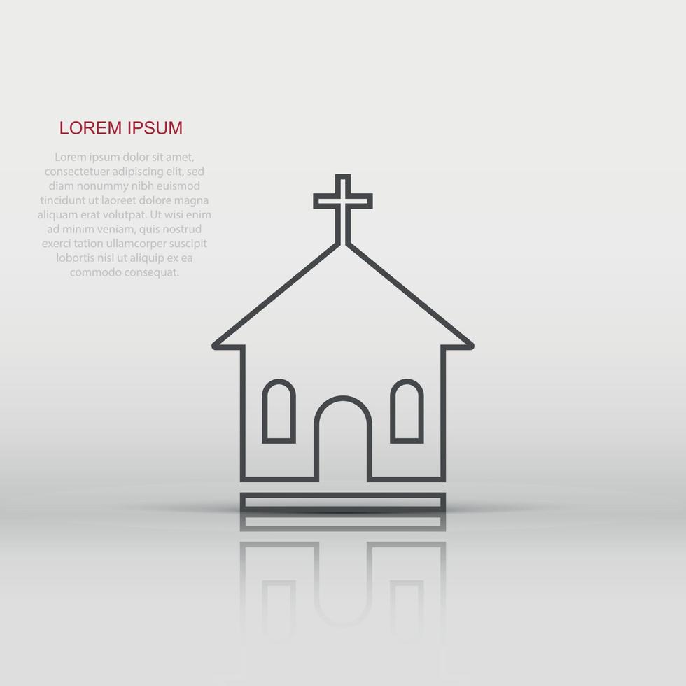 Vector church sanctuary icon in flat style. Chapel sign illustration pictogram. Church business concept.