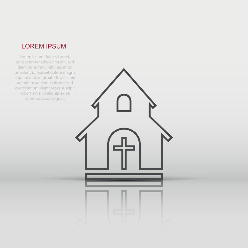 Vector church sanctuary icon in flat style. Chapel sign illustration pictogram. Church business concept.