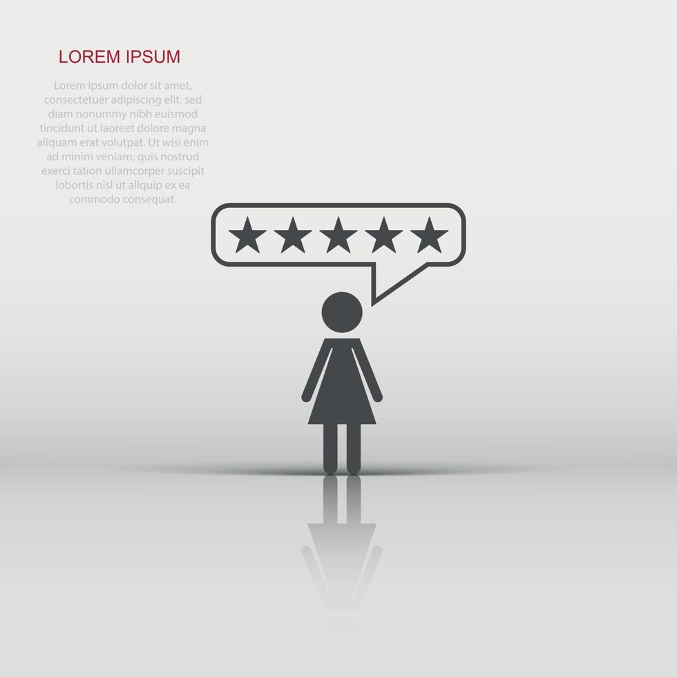 Vector customer reviews, user feedback icon in flat style. Rating sign illustration pictogram. Stars rating business concept.