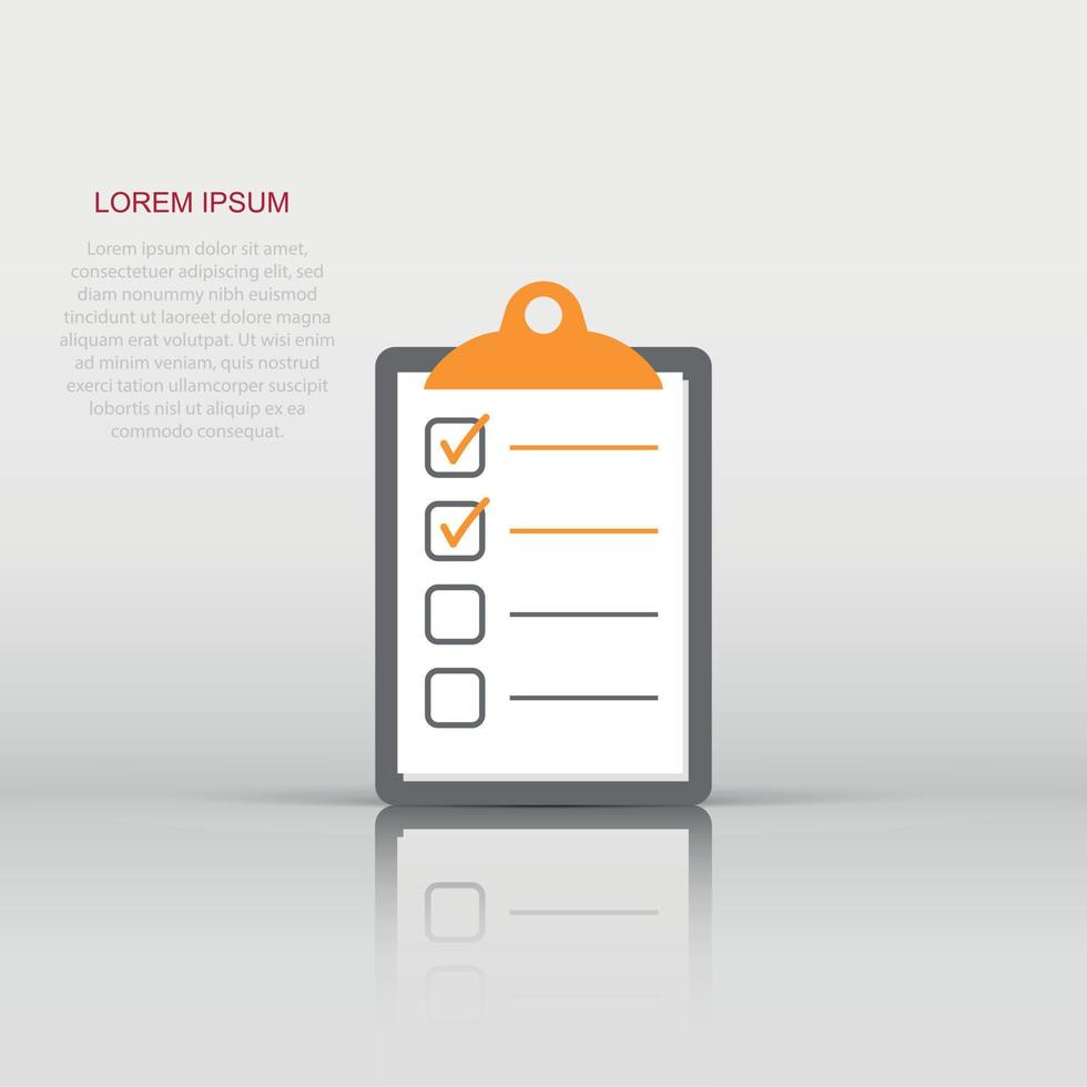 Vector to do list icon in flat style. Checklist, task list sign illustration pictogram. Reminder business concept.