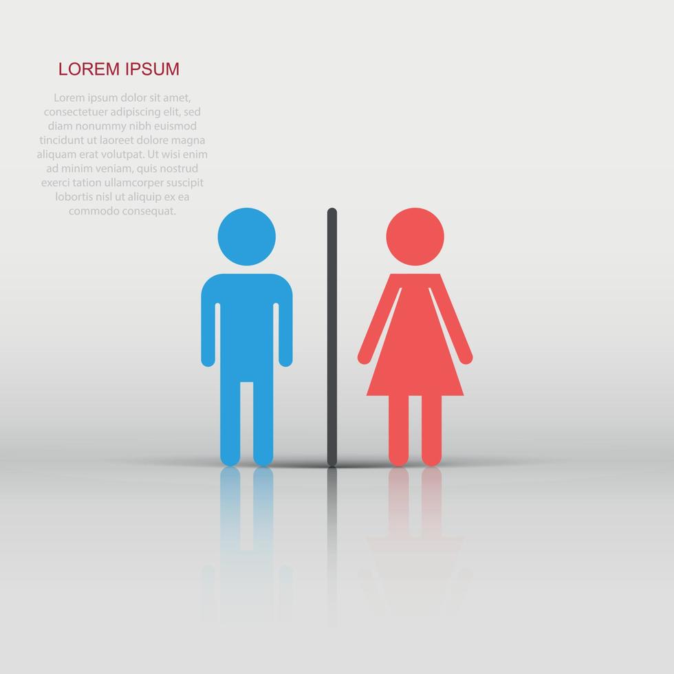 Vector WC, toilet icon in flat style. Men and women restroom sign illustration pictogram. WC business  concept.