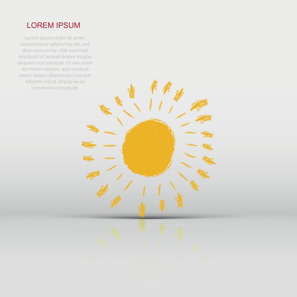 Vector hand drawn sun icon in flat style. Summer sign illustration pictogram. Sun business concept.