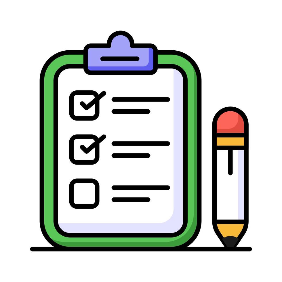Carefully designed checklist icon represents a list of tasks or items to be completed, often used in productivity and organization apps vector