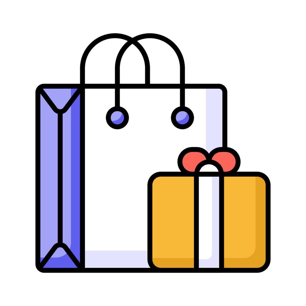 Gift hamper icon represent a decorative basket or box filled with various items, usually given as a present for special occasions vector