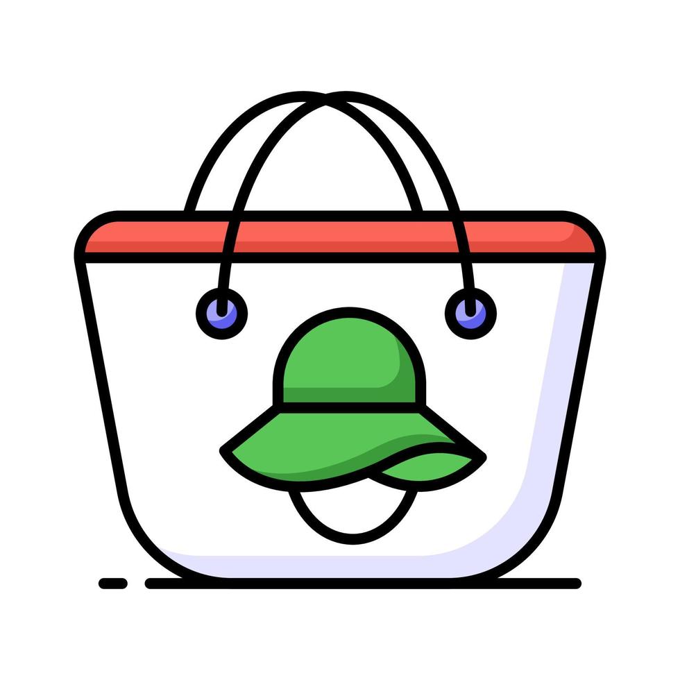 beautifully designed icon of beach bag shows a bag or tote used for carrying essentials to the beach such as sunscreen, towels, and snacks vector