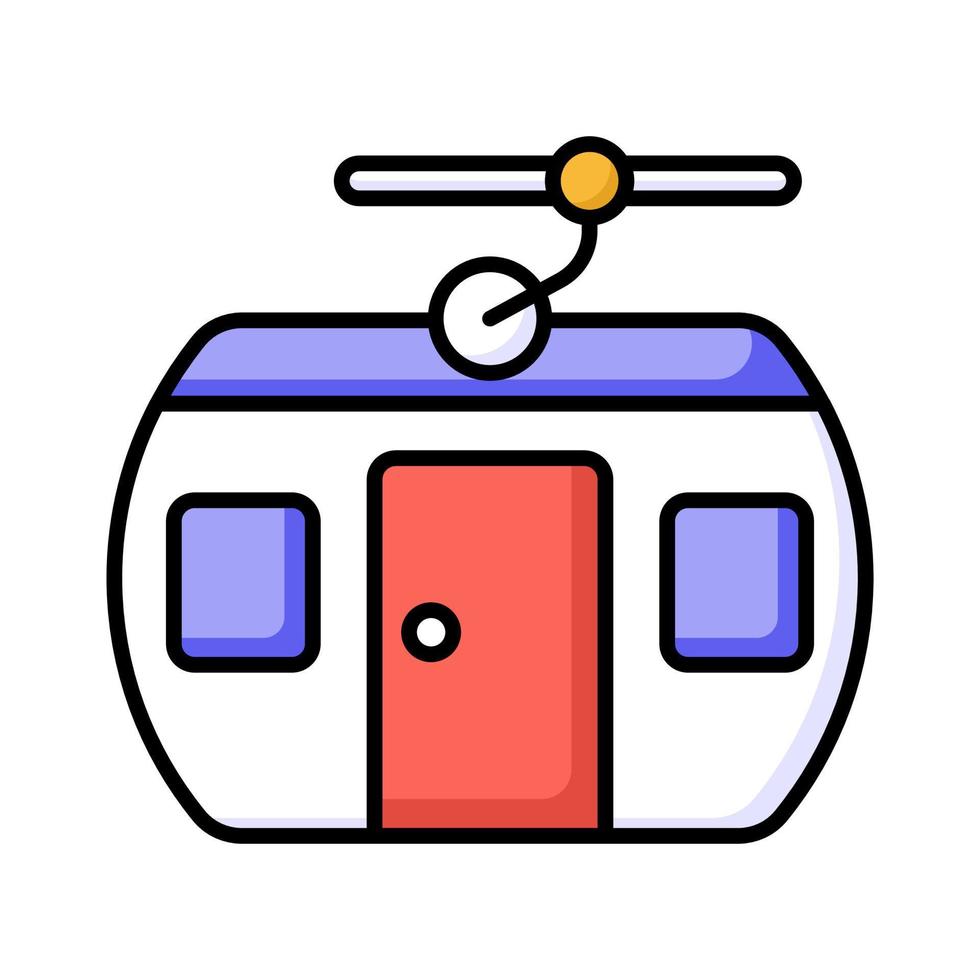Cable car vector denoting transportation that uses cables to pull tram-like vehicles up and down steep hills or inclines