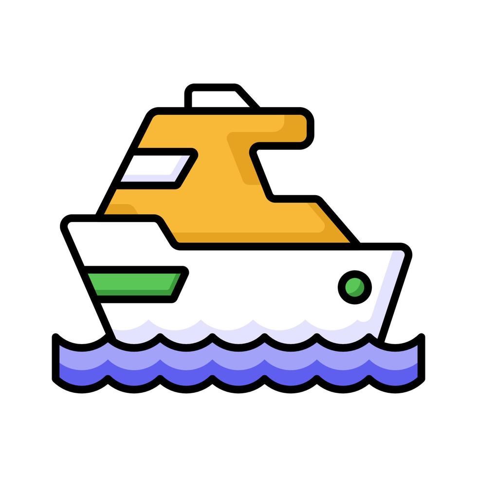 Motor yacht vector design, boat for sea traveling icon, luxury ship for trip or party in the ocean