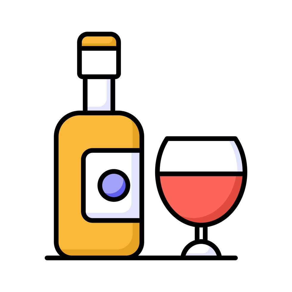 A classic wine bottle and glass icon, representing relaxation, sophistication, and socializing over a glass of wine vector