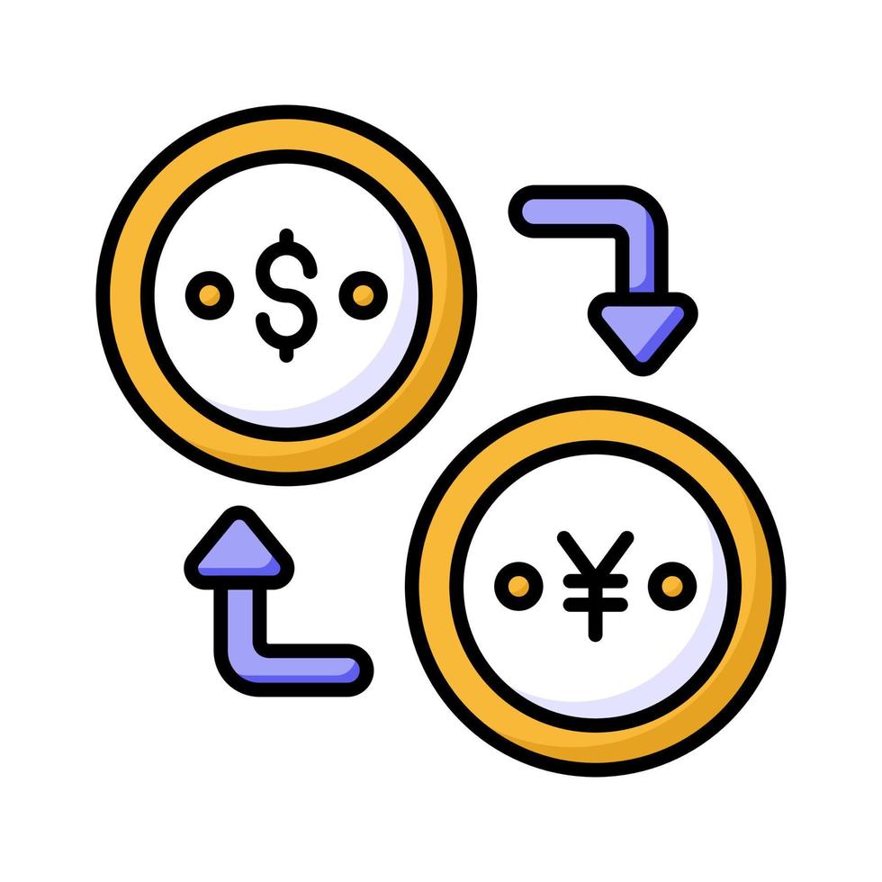 A skillfully crafted vector of currency exchange in trendy style, unique money exchange icon