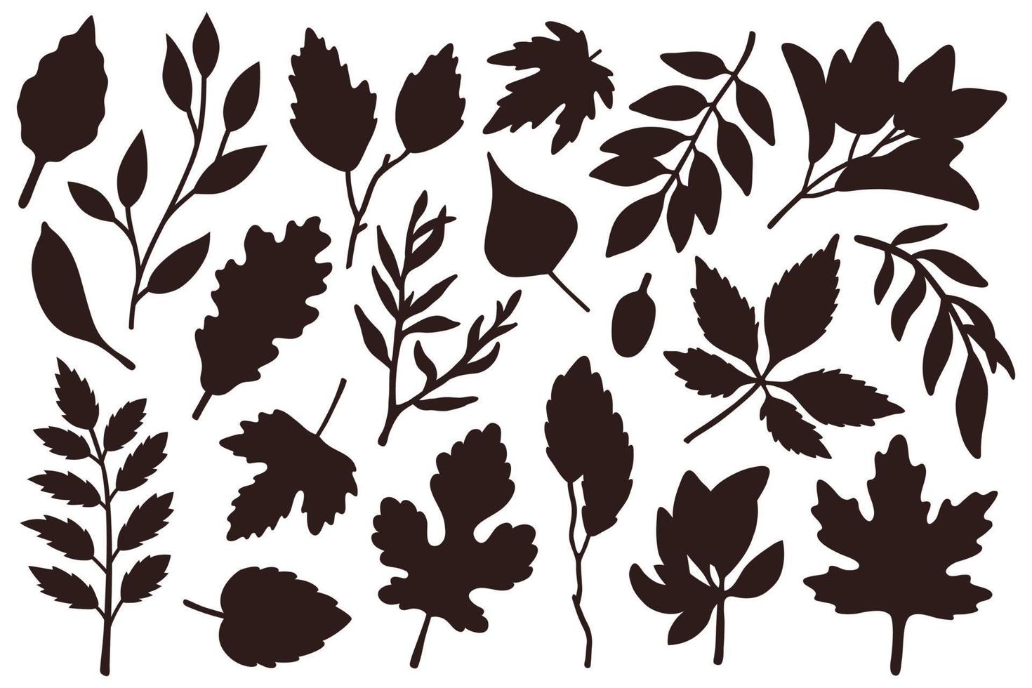 set of simple silhouettes leaves vector