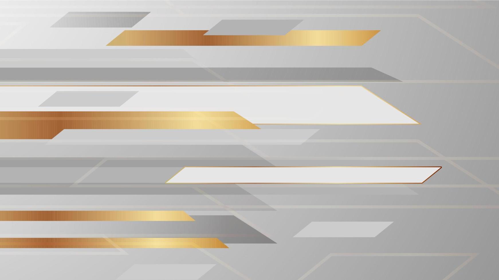 Abstract white and grey background in geometric style. There are gold segments to show a luxury design. Vector illustration template for web banner, business presentation.