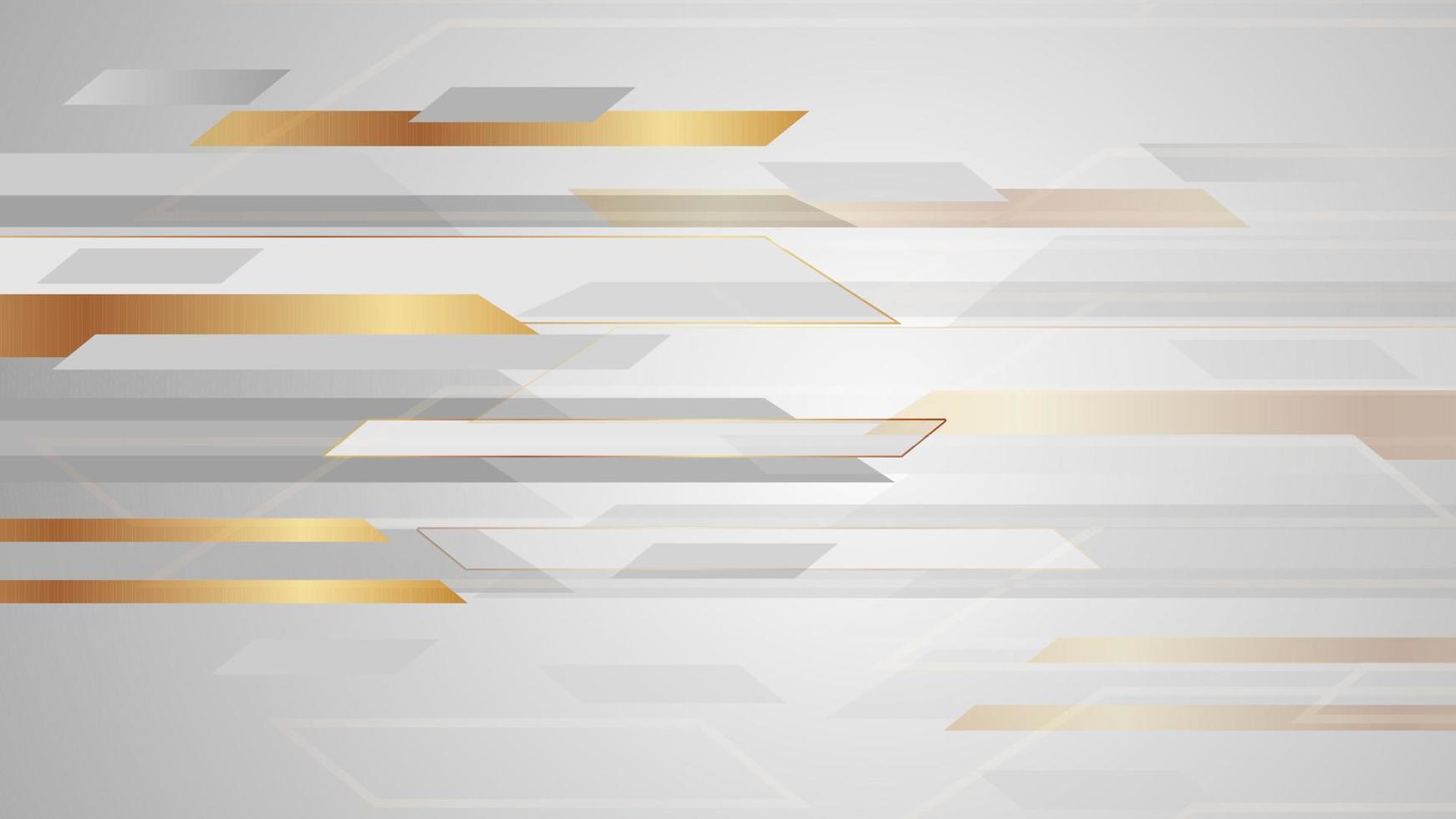 Abstract white and grey background in geometric style. There are gold segments to show a luxury design. Vector illustration template for web banner, business presentation.