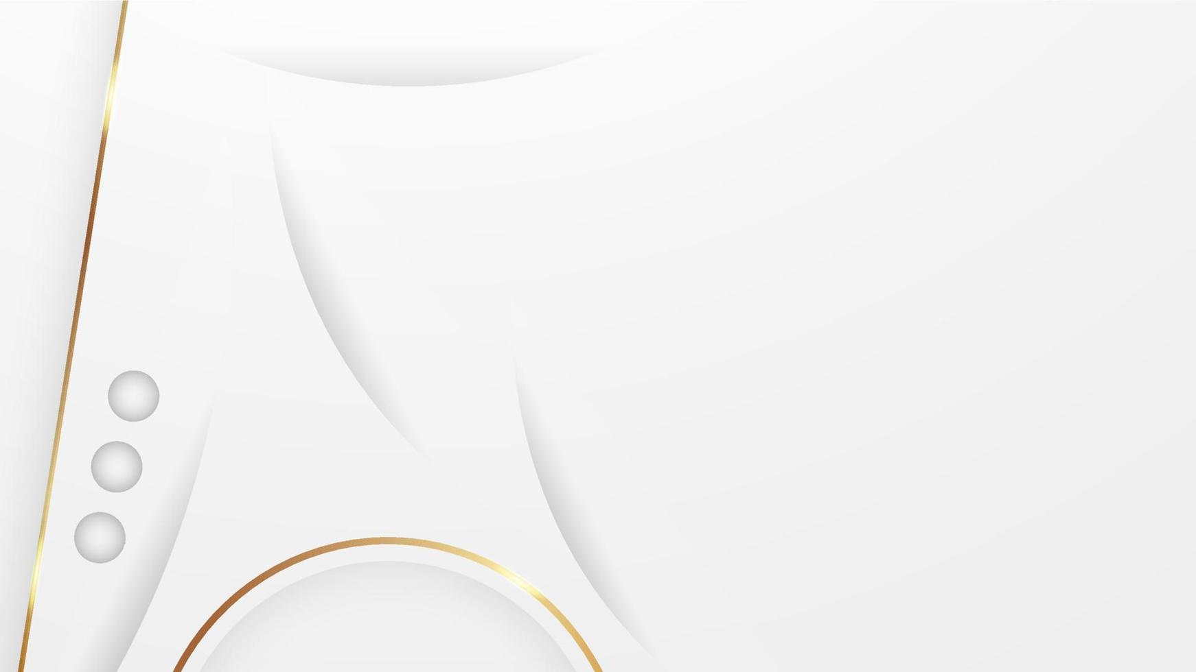 Abstract white and grey background in liquid and fluid style. There are gold lines to show a luxury design. Vector illustration template for web banner, business presentation.