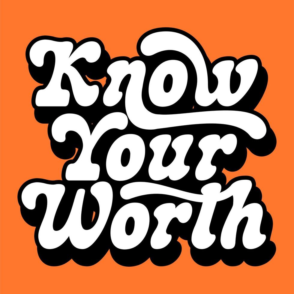 Retro typography quotes know your worth vector
