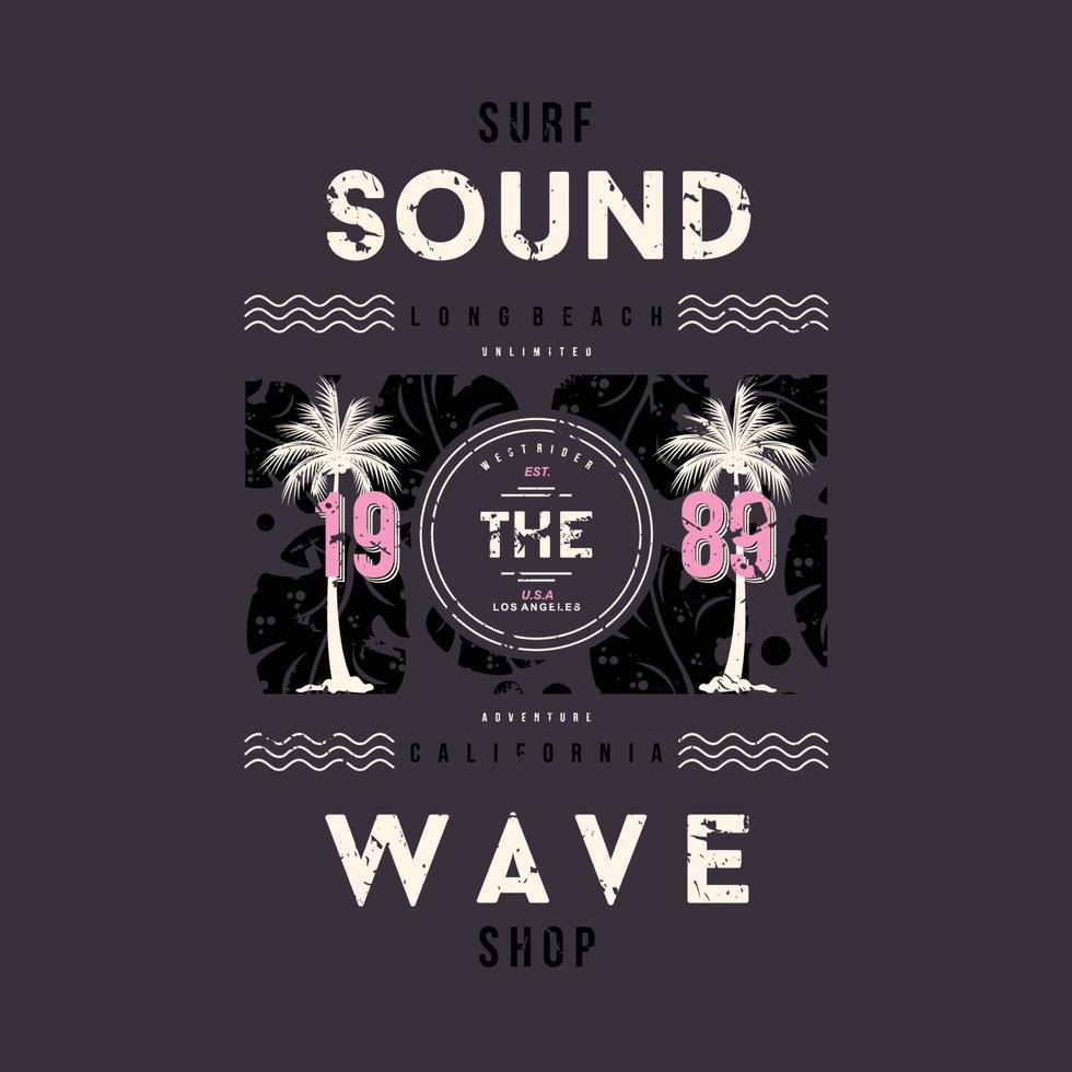 sonido el ola largo playa, vector t camisa imprimir, tipografía gráfico diseño, y otro utilizar