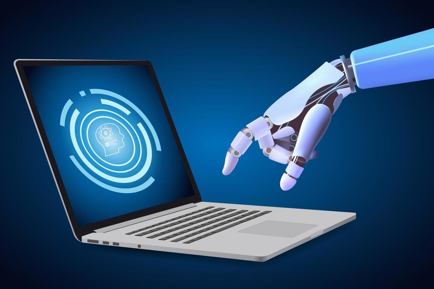 artificial inteligencia investigación, robot desarrollo para el futuro de humanos minería tecnologías y máquina aprendizaje conceptos vector