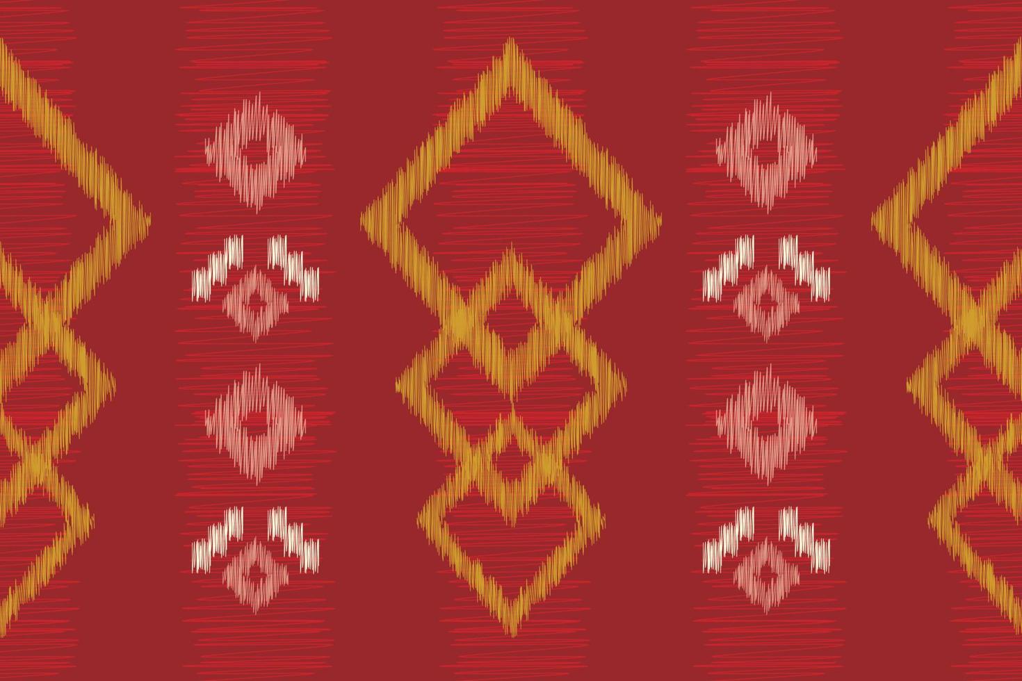 Ethnic Ikat fabric pattern geometric style.African Ikat embroidery Ethnic oriental pattern red background. Abstract,vector,illustration.For texture,clothing,scraf,decoration,carpet. vector