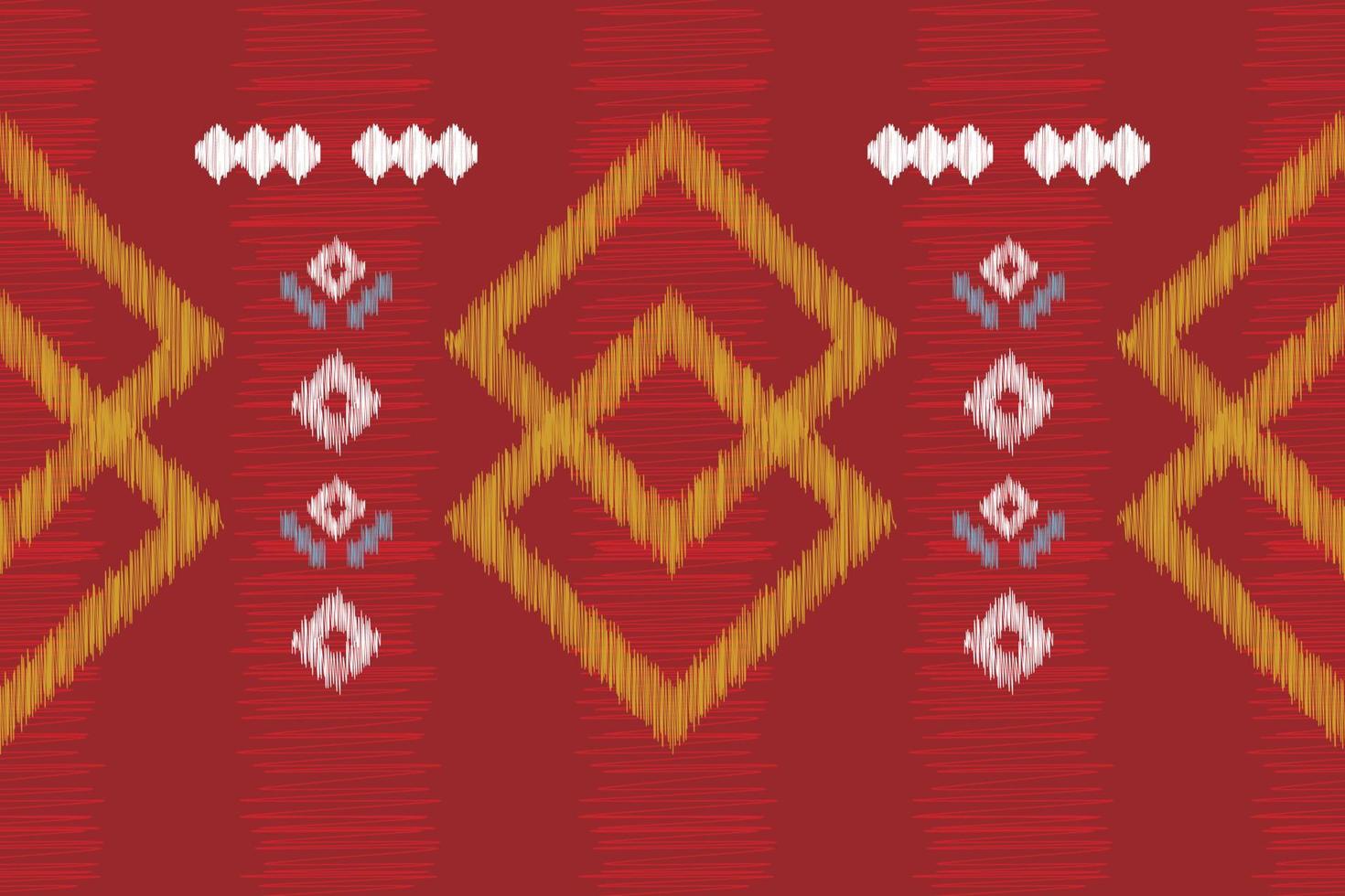 Ethnic Ikat fabric pattern geometric style.African Ikat embroidery Ethnic oriental pattern red background. Abstract,vector,illustration.For texture,clothing,scraf,decoration,carpet. vector