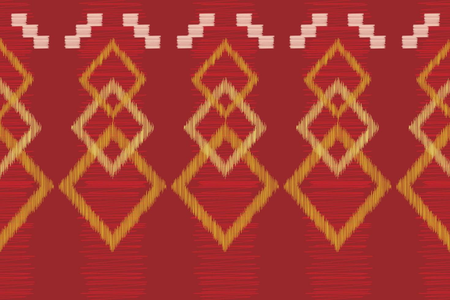 Ethnic Ikat fabric pattern geometric style.African Ikat embroidery Ethnic oriental pattern red background. Abstract,vector,illustration.For texture,clothing,scraf,decoration,carpet. vector