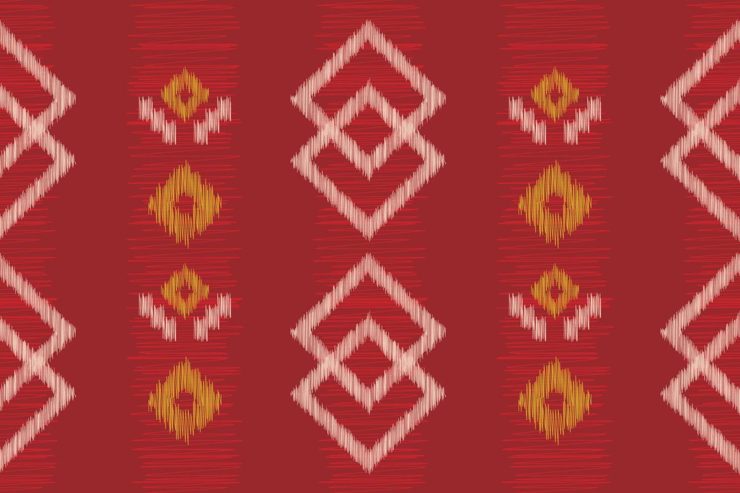 Ethnic Ikat fabric pattern geometric style.African Ikat embroidery Ethnic oriental pattern red background. Abstract,vector,illustration.For texture,clothing,scraf,decoration,carpet. vector