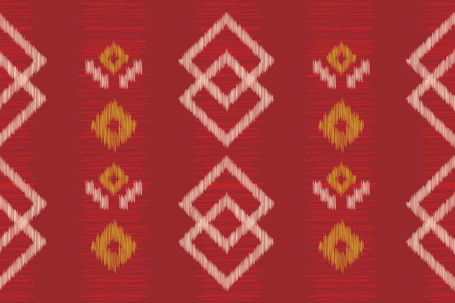 Ethnic Ikat fabric pattern geometric style.African Ikat embroidery Ethnic oriental pattern red background. Abstract,vector,illustration.For texture,clothing,scraf,decoration,carpet. vector