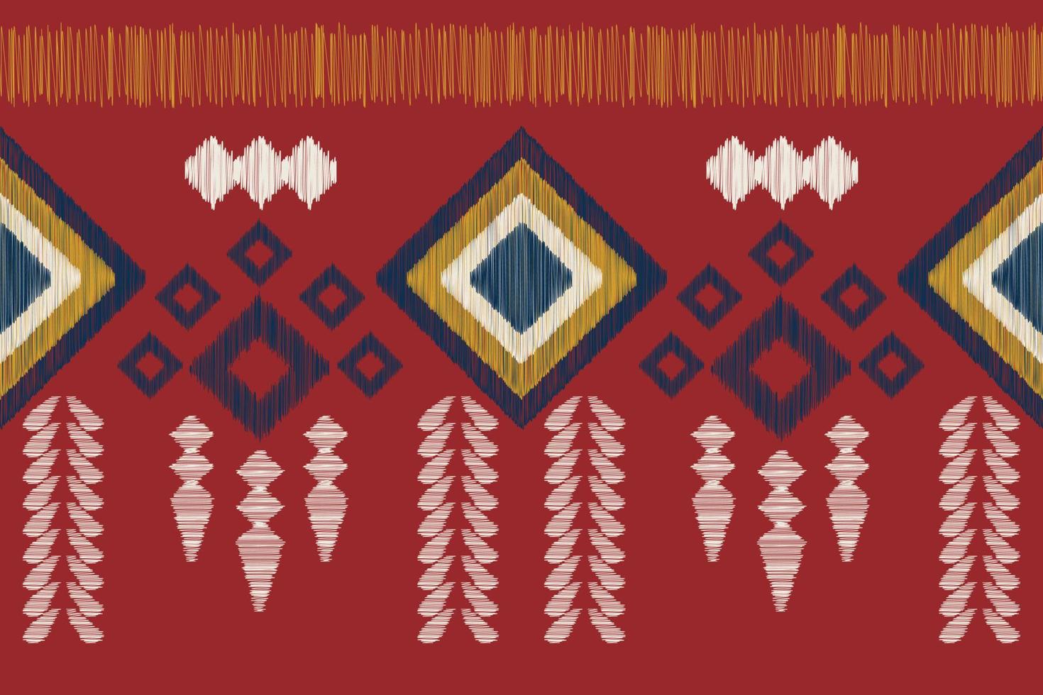 Ethnic Ikat fabric pattern geometric style.African Ikat embroidery Ethnic oriental pattern red background. Abstract,vector,illustration.For texture,clothing,scraf,decoration,carpet. vector