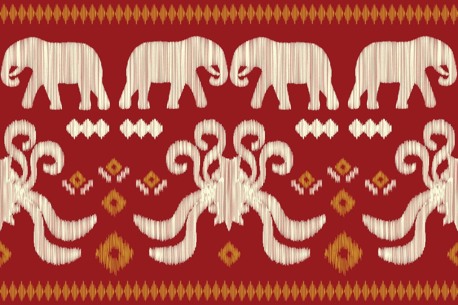 Ethnic Ikat fabric pattern geometric style.African Ikat embroidery Ethnic oriental pattern red background. Abstract,vector,illustration.For texture,clothing,scraf,decoration,carpet. vector