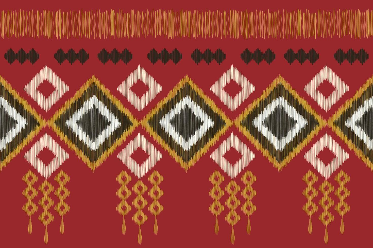 Ethnic Ikat fabric pattern geometric style.African Ikat embroidery Ethnic oriental pattern red background. Abstract,vector,illustration.For texture,clothing,scraf,decoration,carpet. vector