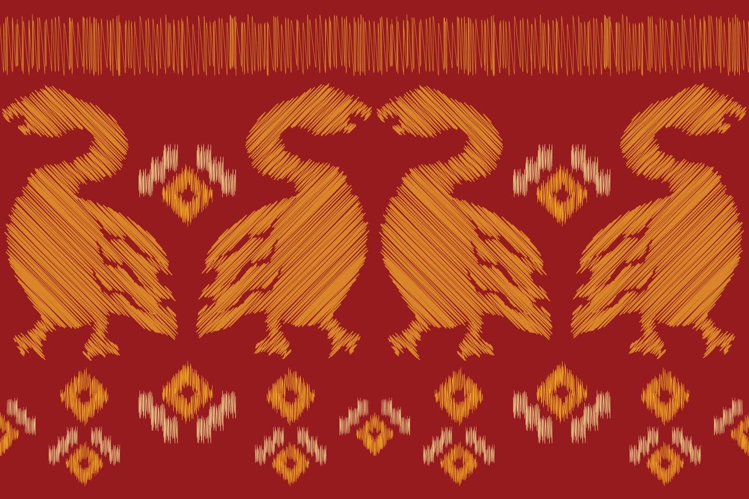 Ethnic Ikat fabric pattern geometric style.African Ikat embroidery Ethnic oriental pattern red background. Abstract,vector,illustration.For texture,clothing,scraf,decoration,carpet. vector