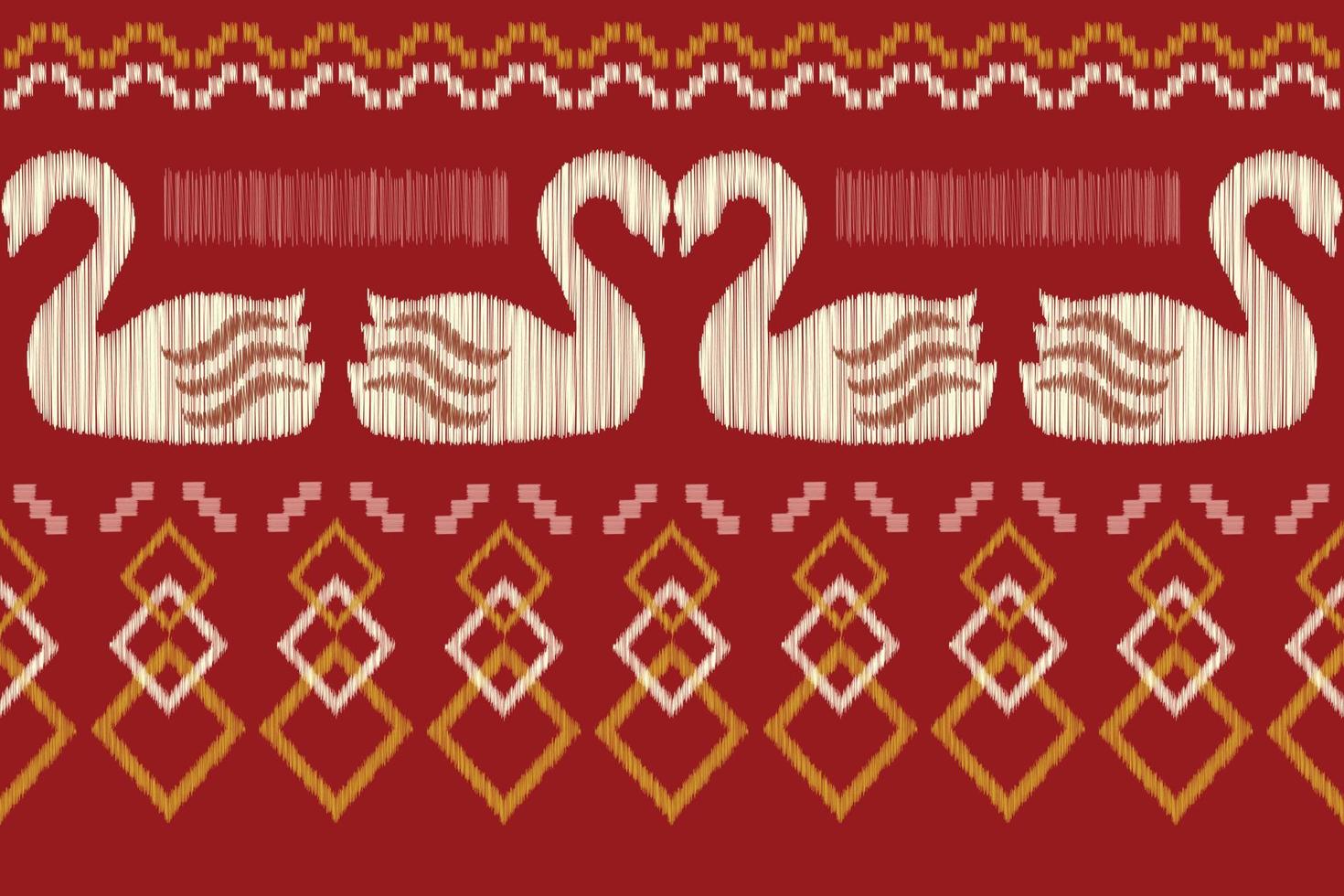 Ethnic Ikat fabric pattern geometric style.African Ikat embroidery Ethnic oriental pattern red background. Abstract,vector,illustration.For texture,clothing,scraf,decoration,carpet. vector