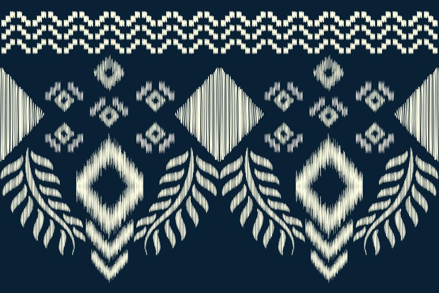 Ethnic Ikat fabric pattern geometric style.African Ikat embroidery Ethnic oriental pattern navy blue background. Abstract,vector,illustration.For texture,clothing,scraf,decoration,carpet. vector