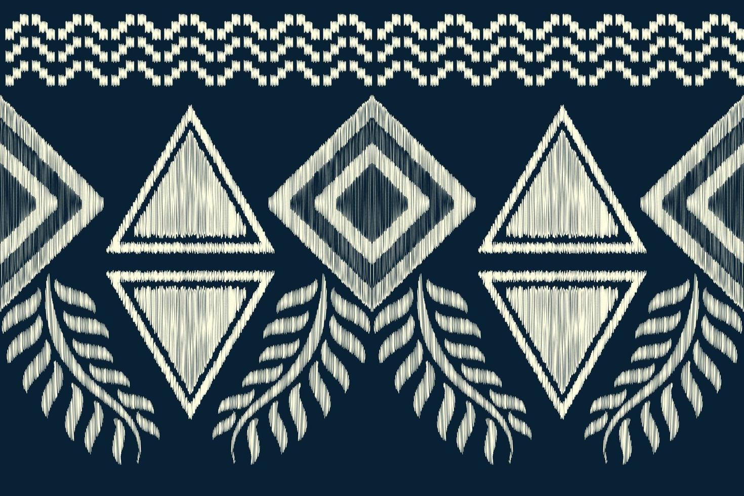 Ethnic Ikat fabric pattern geometric style.African Ikat embroidery Ethnic oriental pattern navy blue background. Abstract,vector,illustration.For texture,clothing,scraf,decoration,carpet. vector