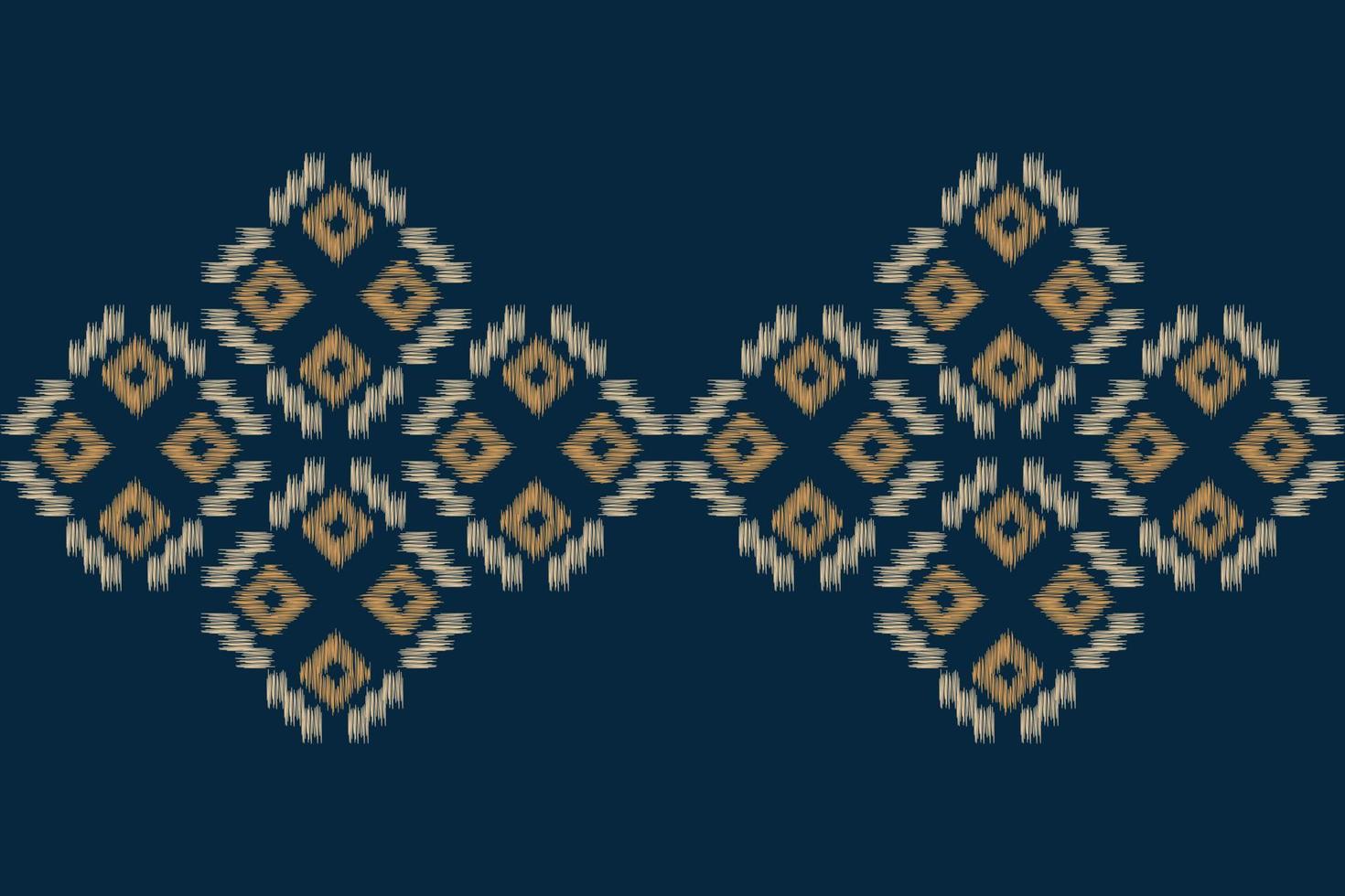 Ethnic Ikat fabric pattern geometric style.African Ikat embroidery Ethnic oriental pattern navy blue background. Abstract,vector,illustration.For texture,clothing,scraf,decoration,carpet. vector
