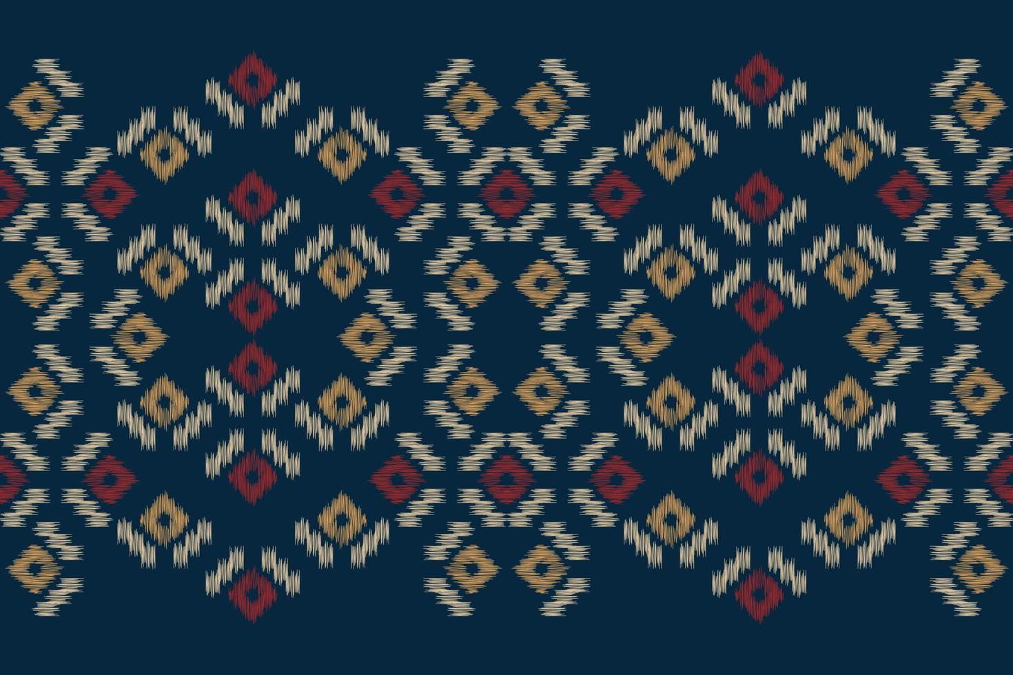 Ethnic Ikat fabric pattern geometric style.African Ikat embroidery Ethnic oriental pattern navy blue background. Abstract,vector,illustration.For texture,clothing,scraf,decoration,carpet. vector