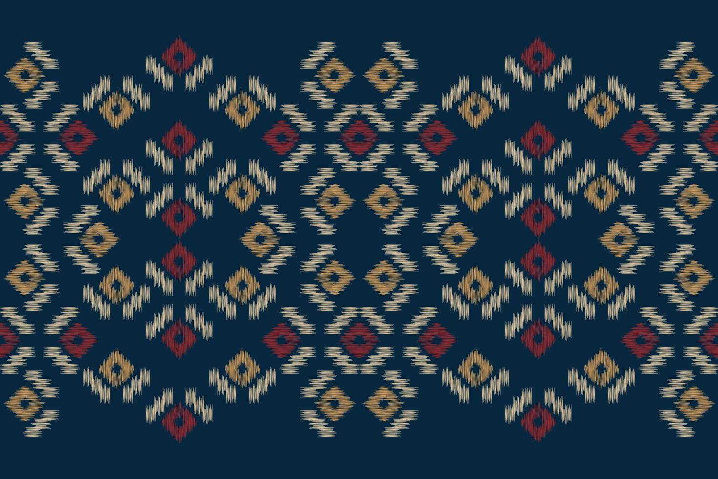 Ethnic Ikat fabric pattern geometric style.African Ikat embroidery Ethnic oriental pattern navy blue background. Abstract,vector,illustration.For texture,clothing,scraf,decoration,carpet. vector