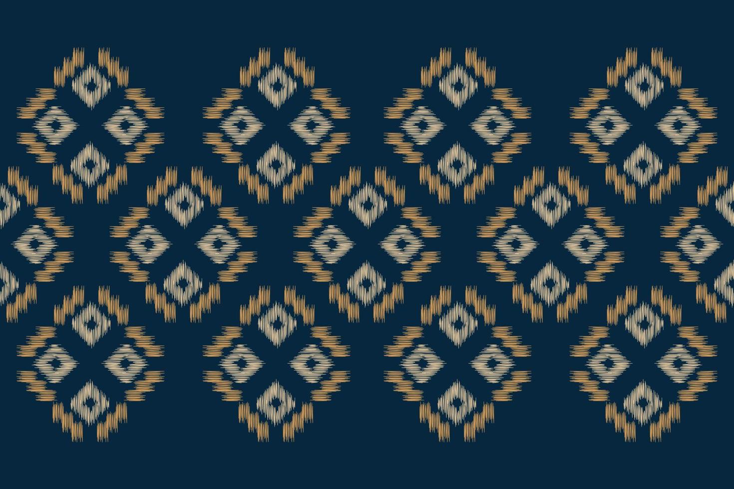 Ethnic Ikat fabric pattern geometric style.African Ikat embroidery Ethnic oriental pattern navy blue background. Abstract,vector,illustration.For texture,clothing,scraf,decoration,carpet. vector