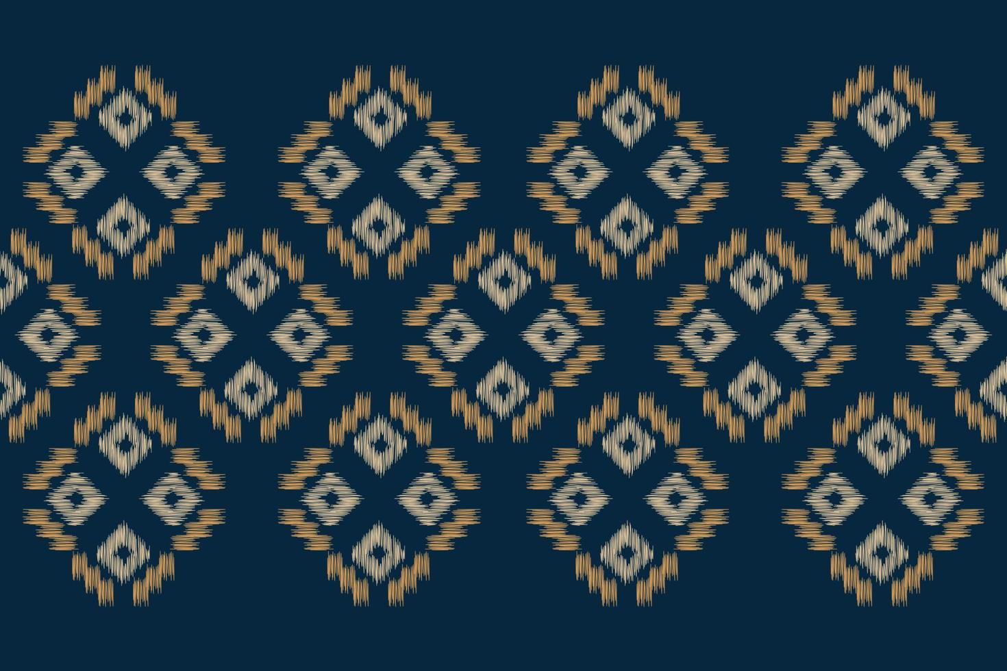 Ethnic Ikat fabric pattern geometric style.African Ikat embroidery Ethnic oriental pattern navy blue background. Abstract,vector,illustration.For texture,clothing,scraf,decoration,carpet. vector