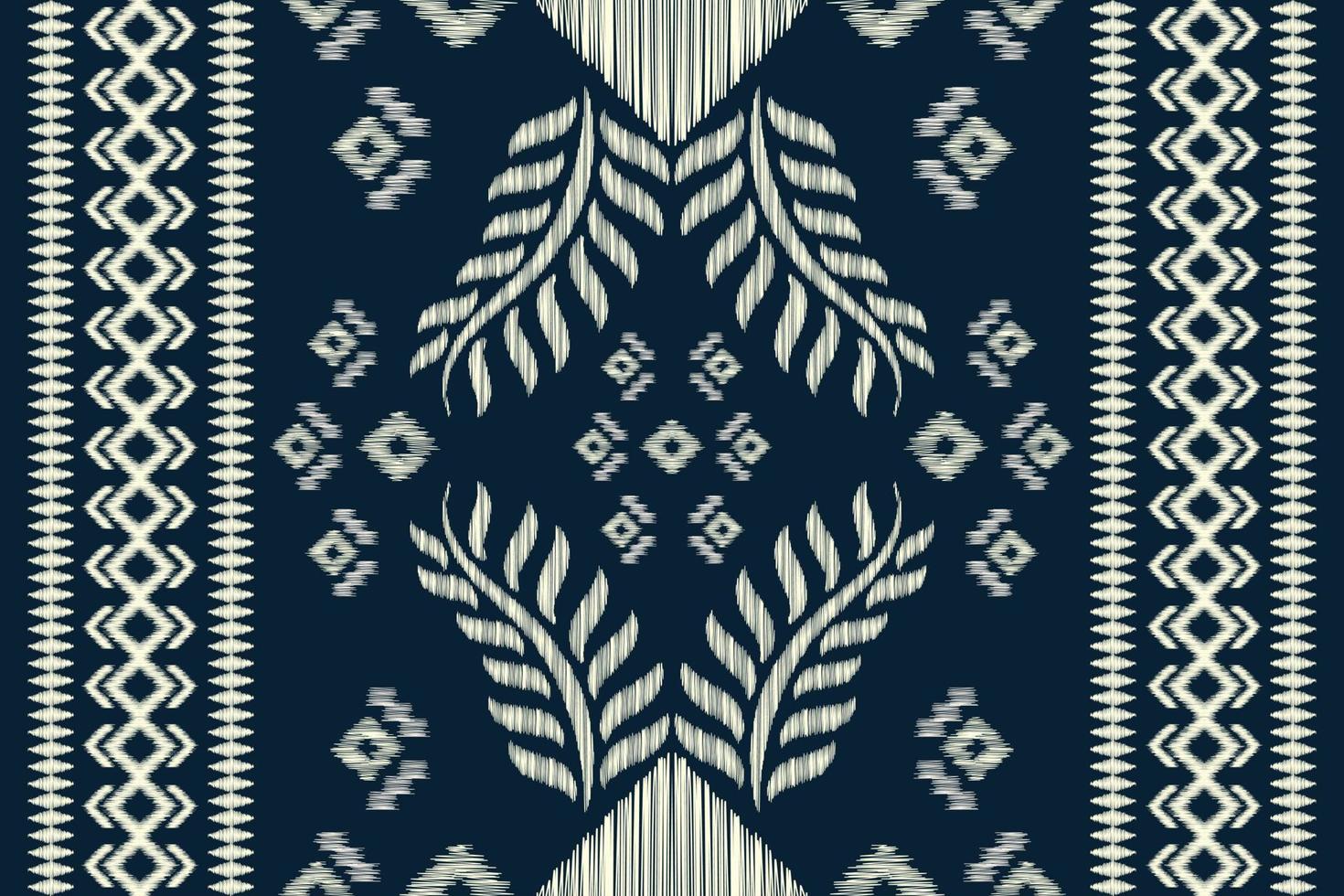 Ethnic Ikat fabric pattern geometric style.African Ikat embroidery Ethnic oriental pattern navy blue background. Abstract,vector,illustration.For texture,clothing,scraf,decoration,carpet. vector