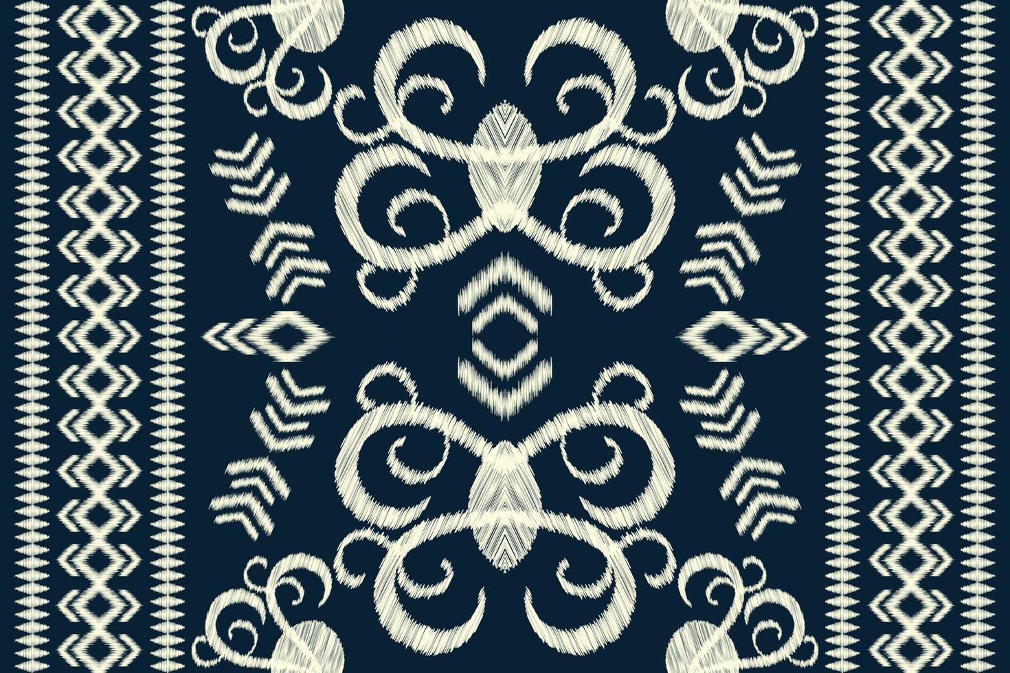 Ethnic Ikat fabric pattern geometric style.African Ikat embroidery Ethnic oriental pattern navy blue background. Abstract,vector,illustration.For texture,clothing,scraf,decoration,carpet. vector