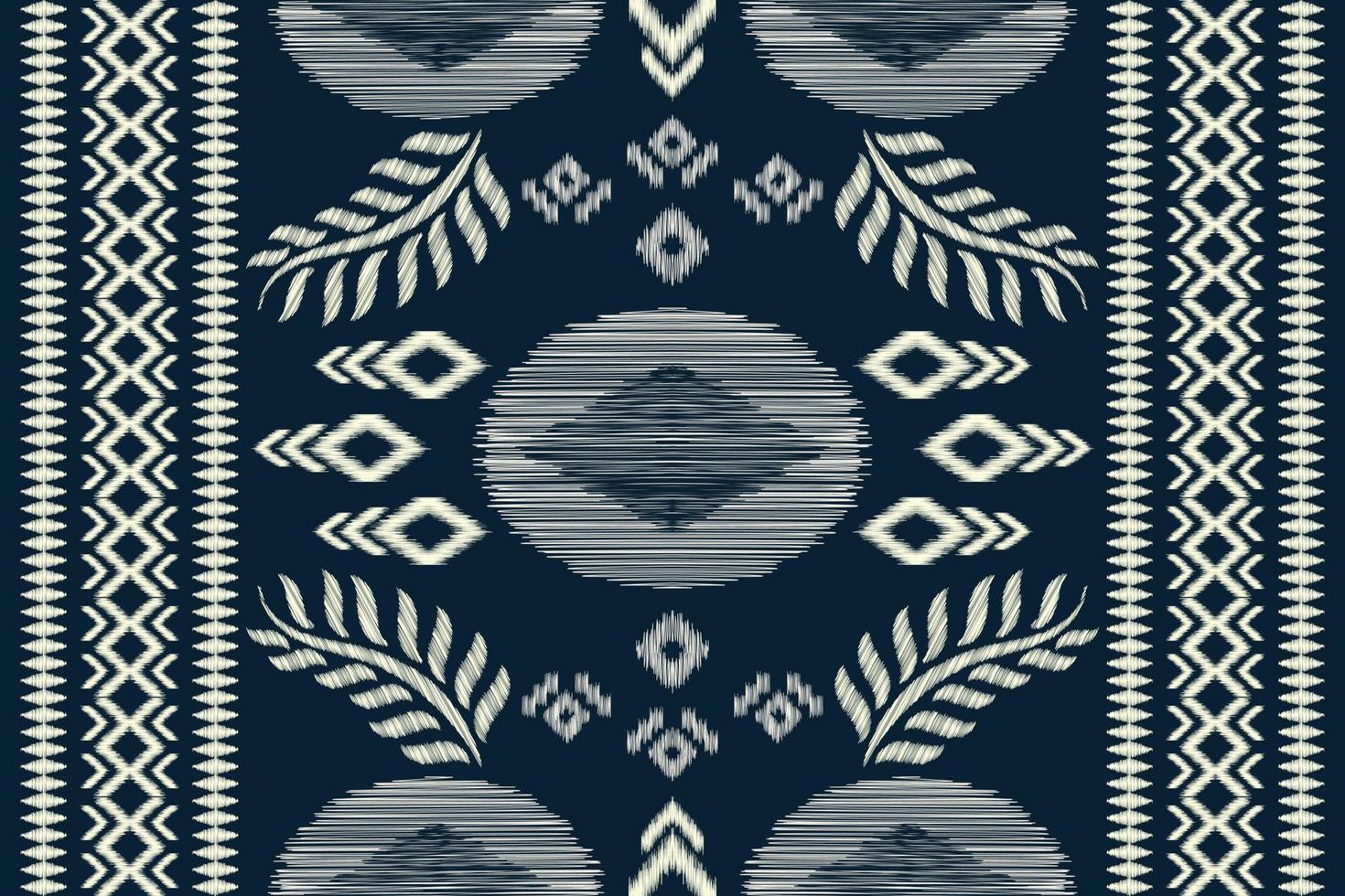 Ethnic Ikat fabric pattern geometric style.African Ikat embroidery Ethnic oriental pattern navy blue background. Abstract,vector,illustration.For texture,clothing,scraf,decoration,carpet. vector