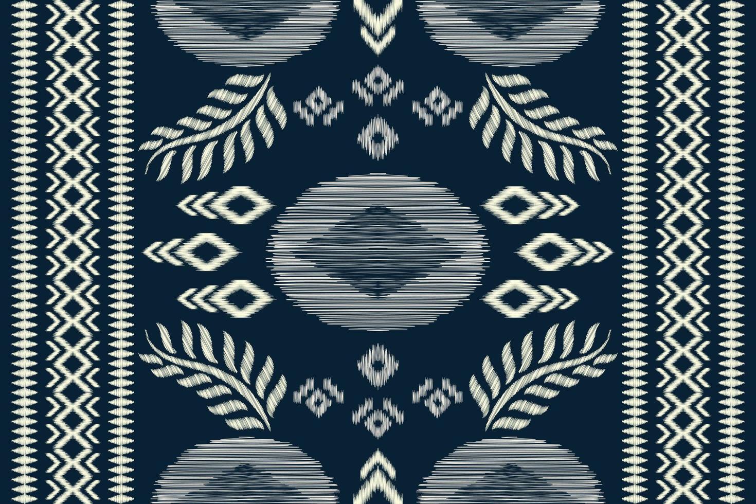 Ethnic Ikat fabric pattern geometric style.African Ikat embroidery Ethnic oriental pattern navy blue background. Abstract,vector,illustration.For texture,clothing,scraf,decoration,carpet. vector