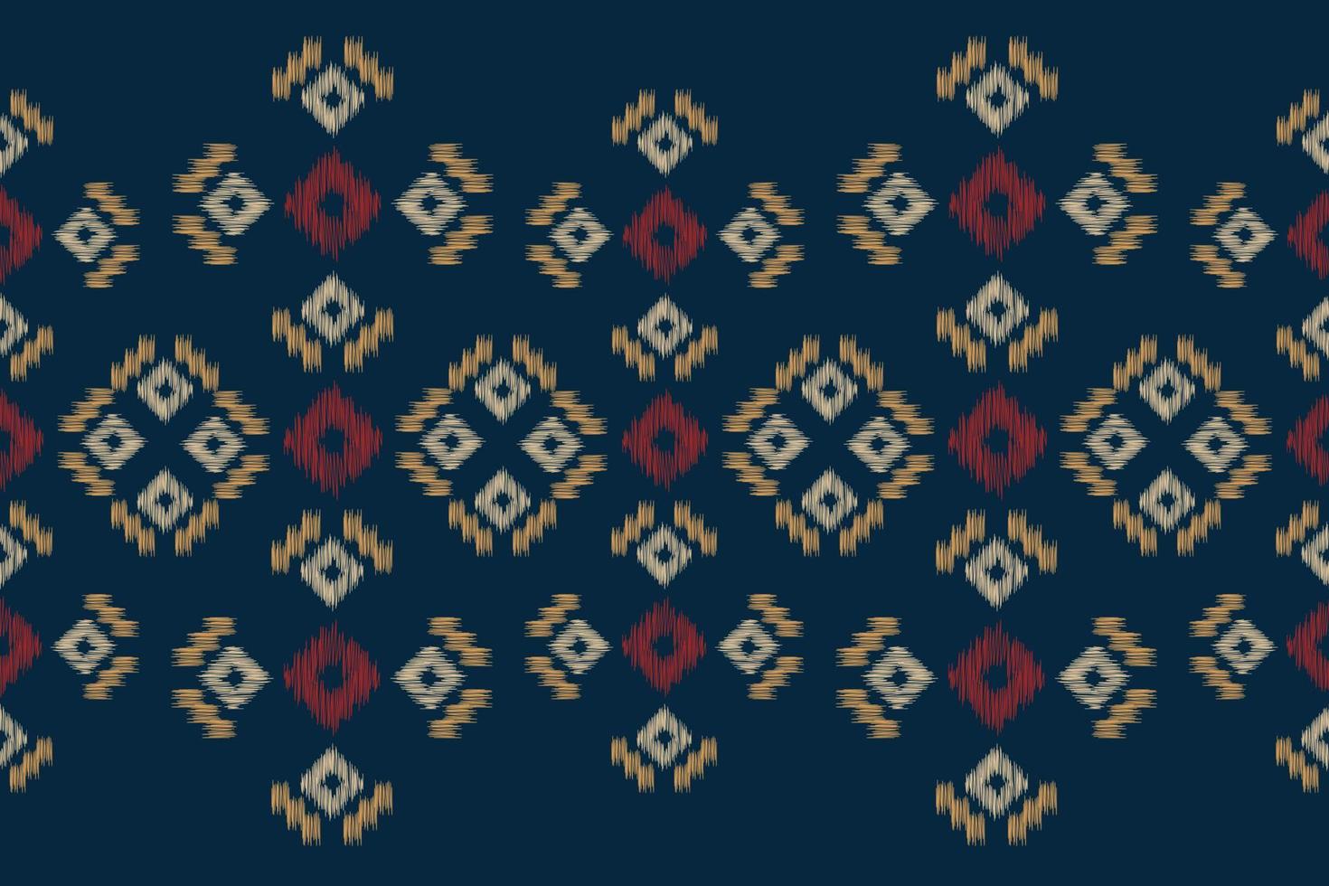 Ethnic Ikat fabric pattern geometric style.African Ikat embroidery Ethnic oriental pattern navy blue background. Abstract,vector,illustration.For texture,clothing,scraf,decoration,carpet. vector
