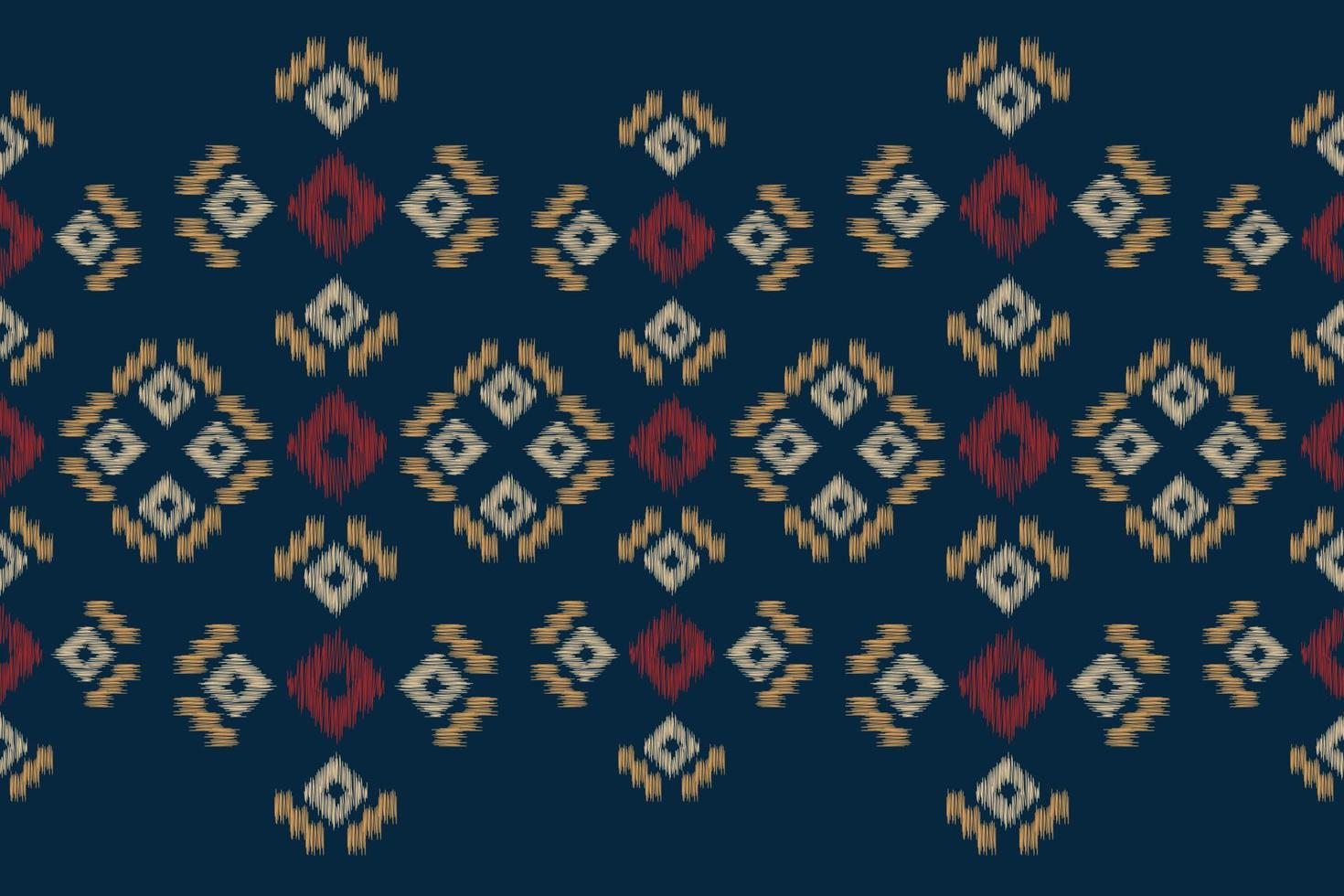 Ethnic Ikat fabric pattern geometric style.African Ikat embroidery Ethnic oriental pattern navy blue background. Abstract,vector,illustration.For texture,clothing,scraf,decoration,carpet. vector