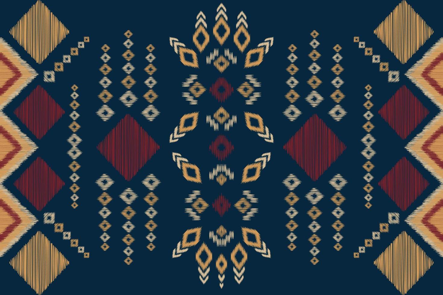 Ethnic Ikat fabric pattern geometric style.African Ikat embroidery Ethnic oriental pattern navy blue background. Abstract,vector,illustration.For texture,clothing,scraf,decoration,carpet. vector