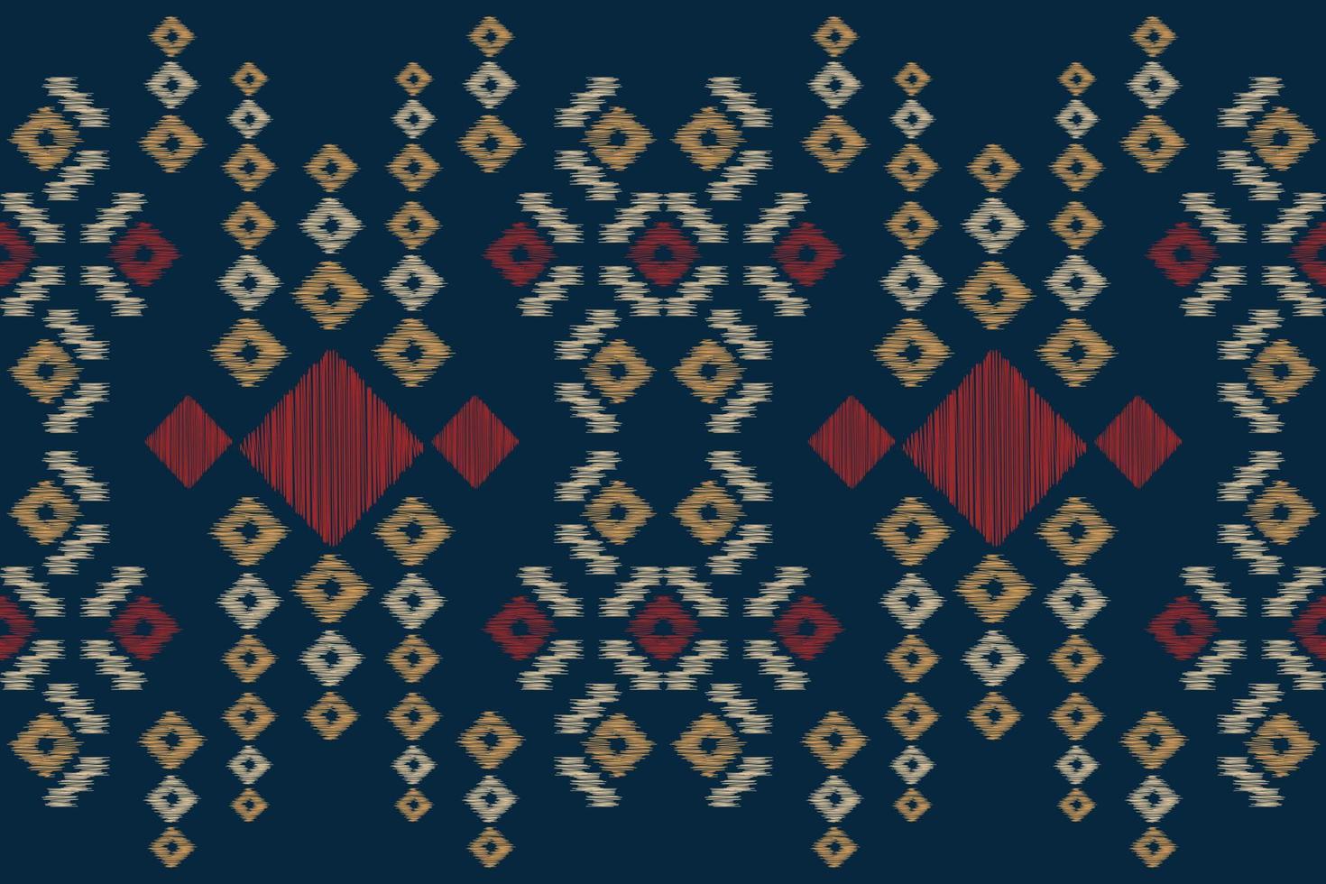Ethnic Ikat fabric pattern geometric style.African Ikat embroidery Ethnic oriental pattern navy blue background. Abstract,vector,illustration.For texture,clothing,scraf,decoration,carpet. vector