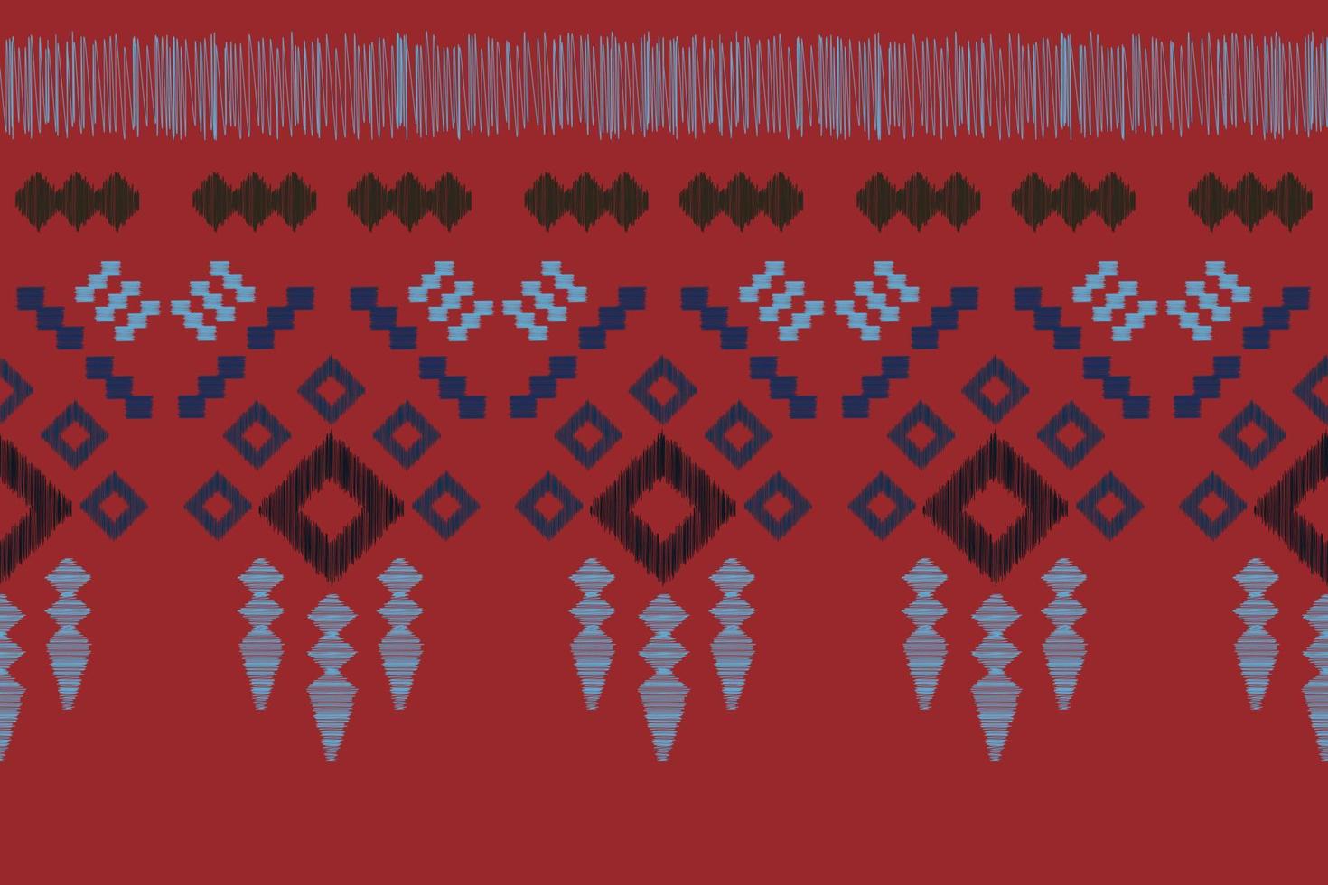 Ethnic Ikat fabric pattern geometric style.African Ikat embroidery Ethnic oriental pattern red background. Abstract,vector,illustration.For texture,clothing,scraf,decoration,carpet. vector