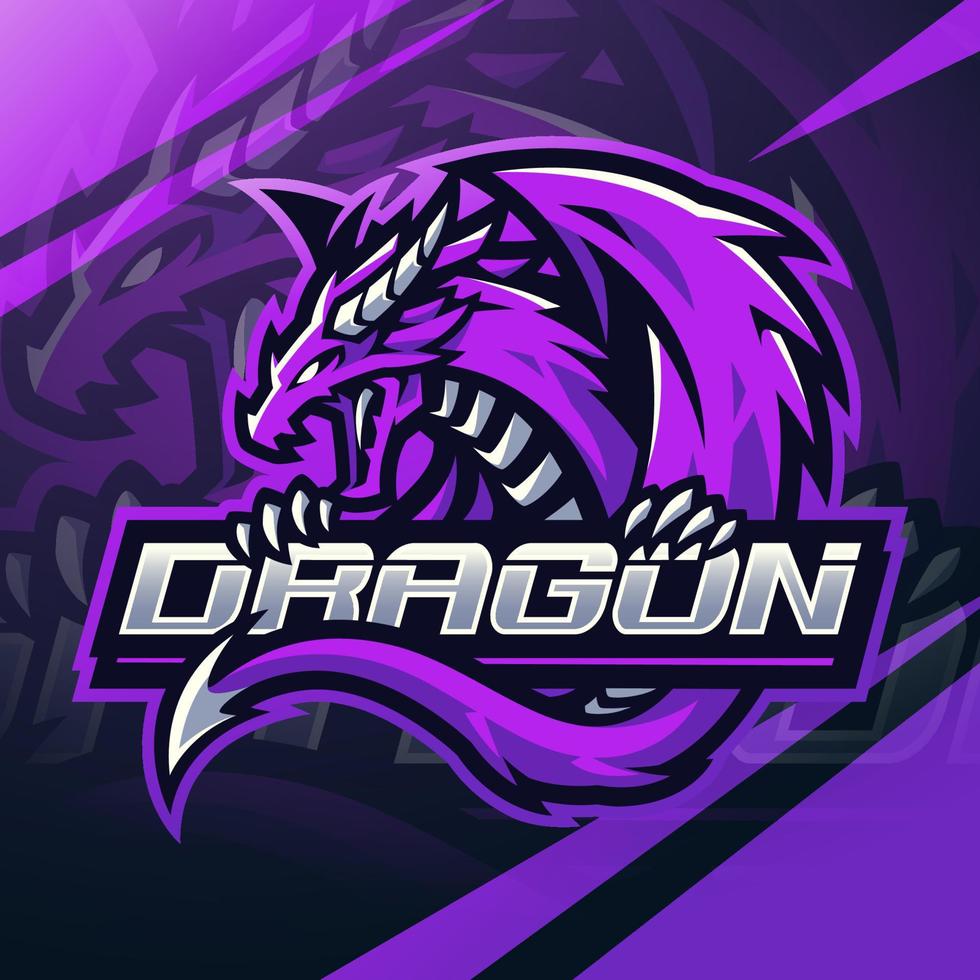 diseño de logotipo de mascota dragon esport vector