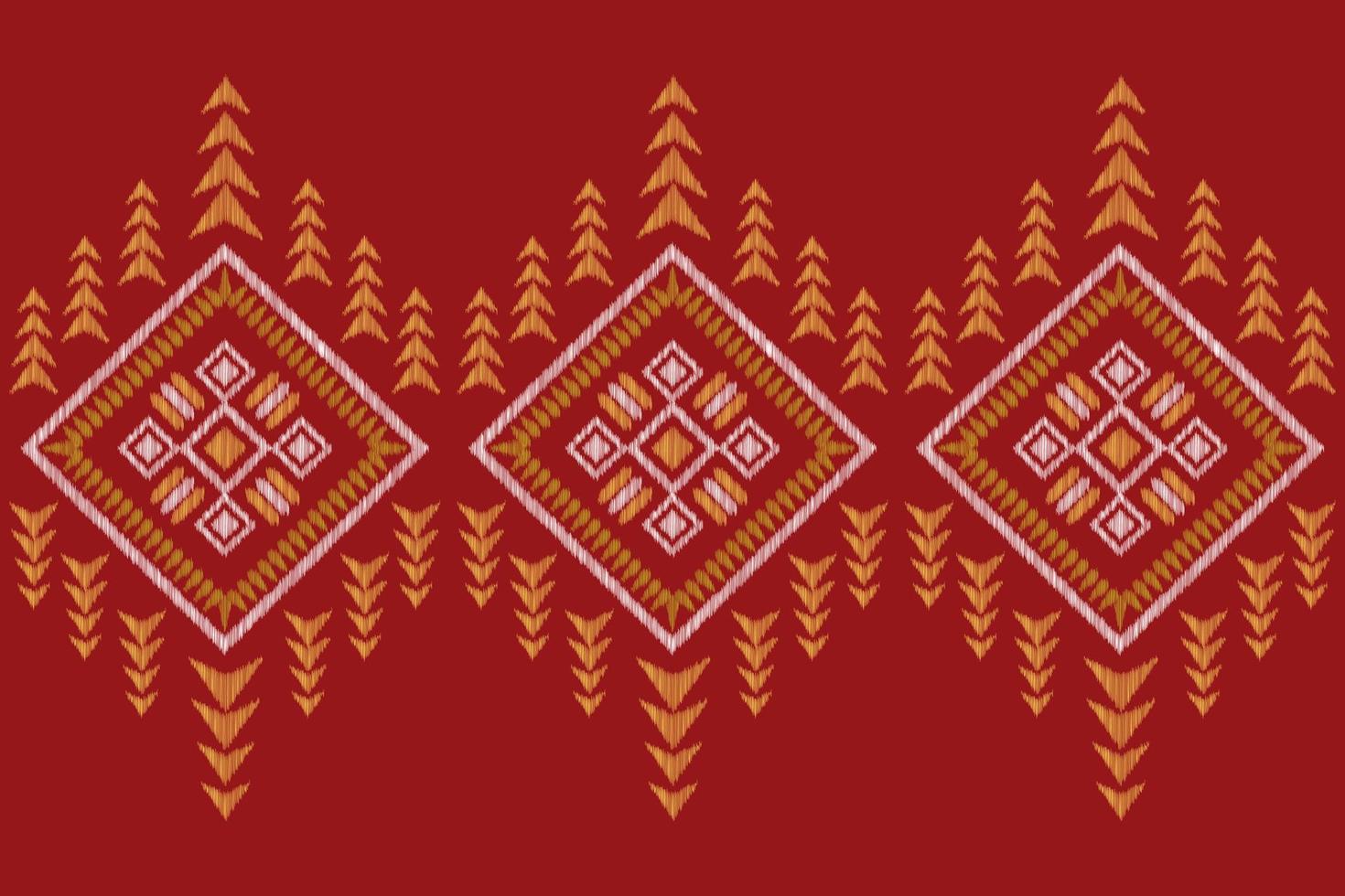 Ethnic Ikat fabric pattern geometric style.African Ikat embroidery Ethnic oriental pattern red background. Abstract,vector,illustration.For texture,clothing,scraf,decoration,carpet. vector