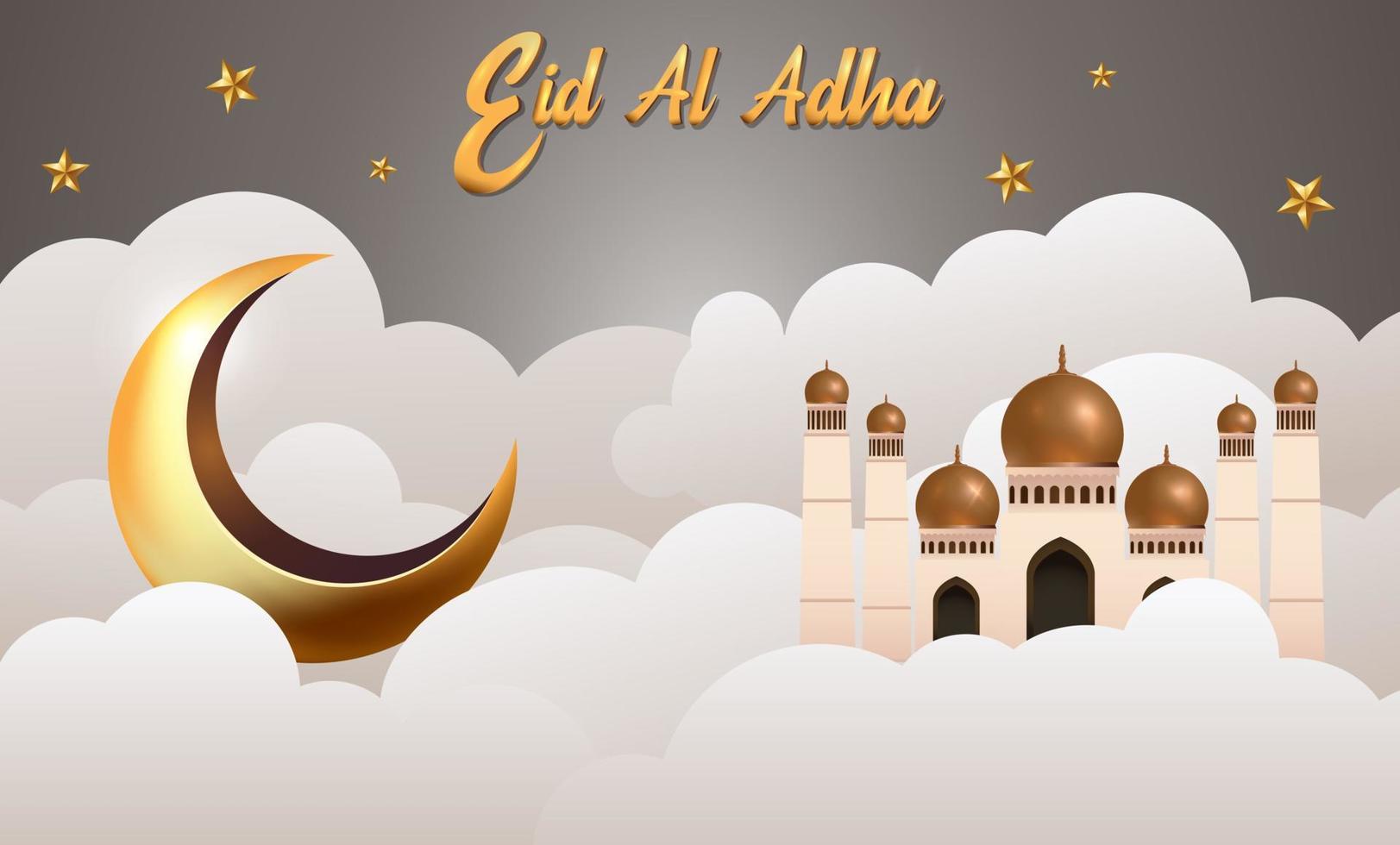 Eid Al Adha Mubarak the celebration of Muslim community festival background design.Vector Illustration. Gray background. vector