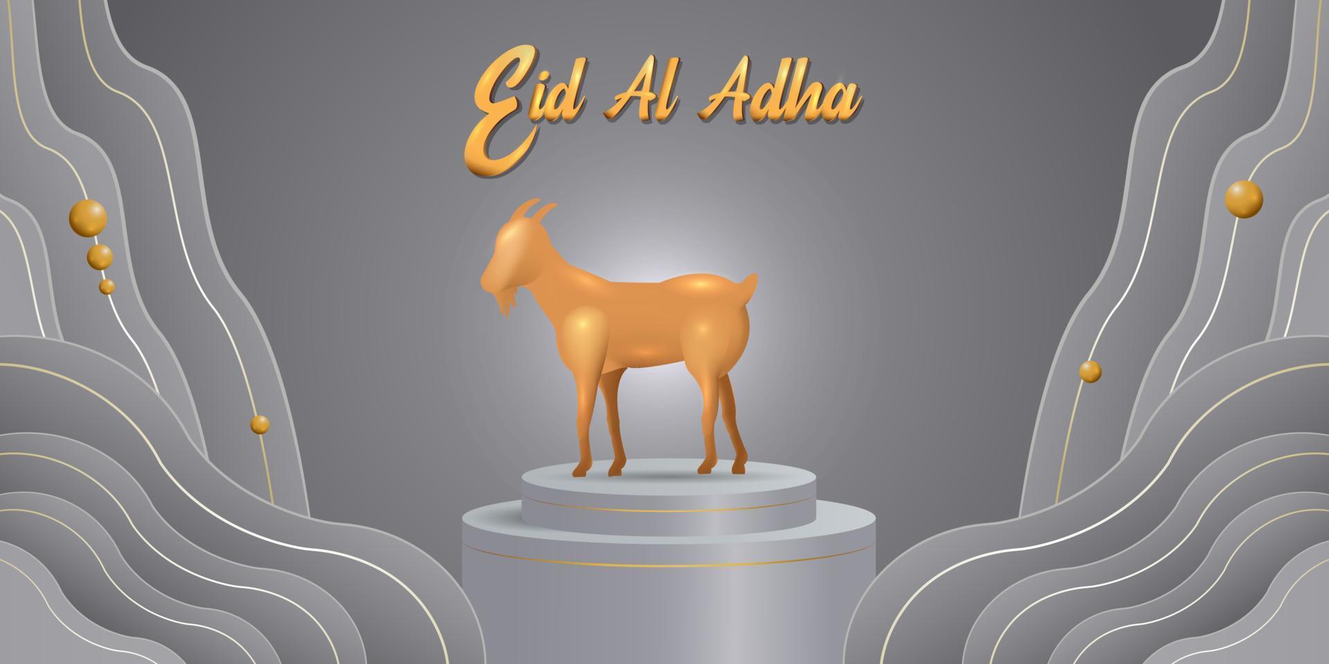 Eid Al Adha Mubarak the celebration of Muslim community festival background design.Vector Illustration. Gray background. vector
